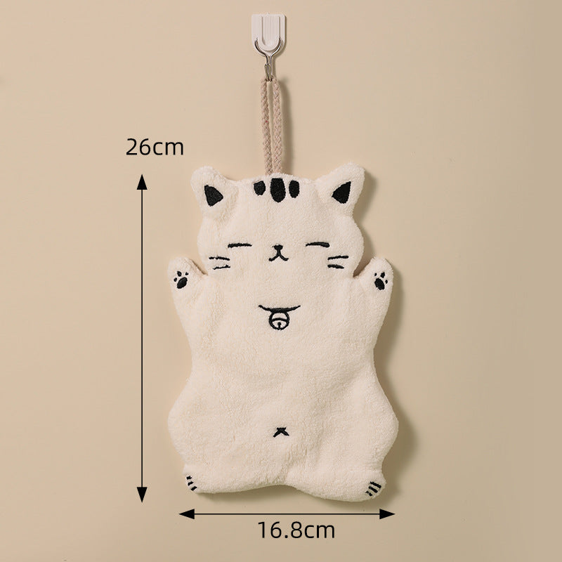 Cat hand towel cloth hanging towel cute kitchen absorbent hair off children wash their hands wipe sassafras dry handkerchief